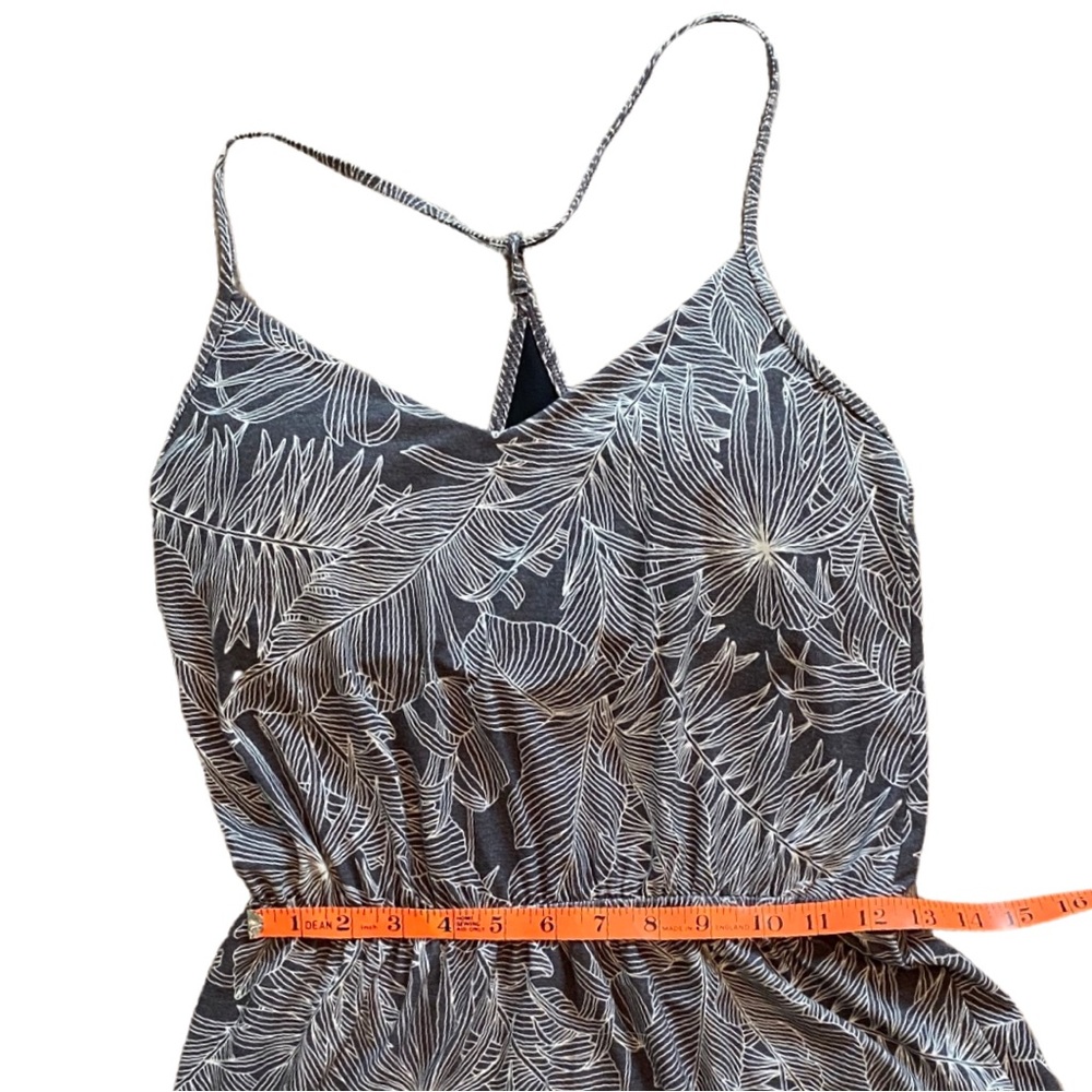 PrAna Gray & White Tropical Leaf Print Racerback Spaghetti Strap Casual Dress - Picture 6 of 9